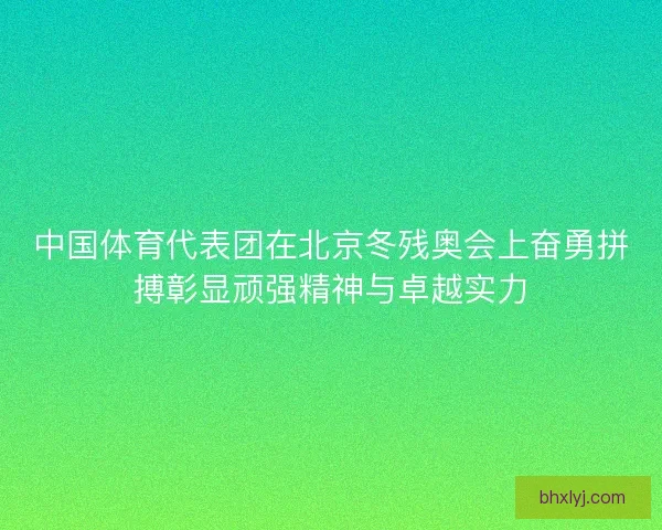 中国体育代表团在北京冬残奥会上奋勇拼搏彰显顽强精神与卓越实力
